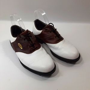 Footjoy Size 7.5M Brown and White Comfort Golf Cleats Shoes